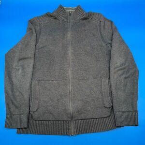 Eddie Bauer Men's Dark‎ Gray Full Zip Ribbed Knit Grandpa Sweater Size TM